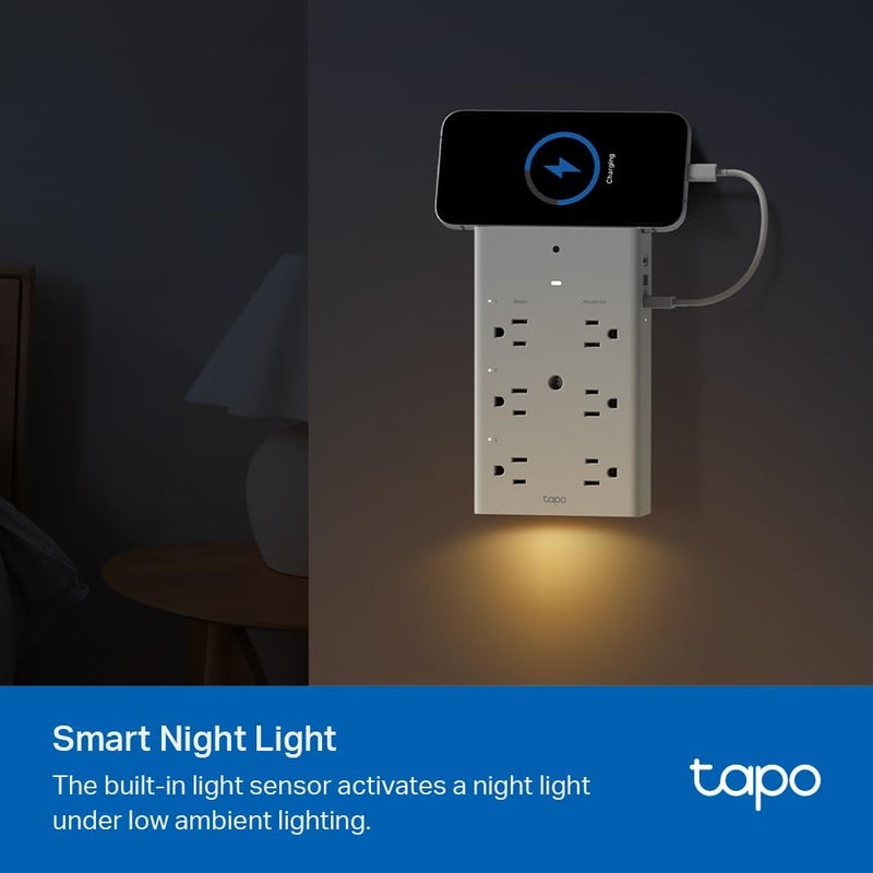 tapo TP-Link Smart Plug Outlet Extender, Surge Protector, 18W Fast Charging, 3 Individual Smart Outlets, 1x USB-C & 2X USB-A, Smart Night Light, Works w/Apple HomeKit, Alexa & Google Home, P306 - Image 5